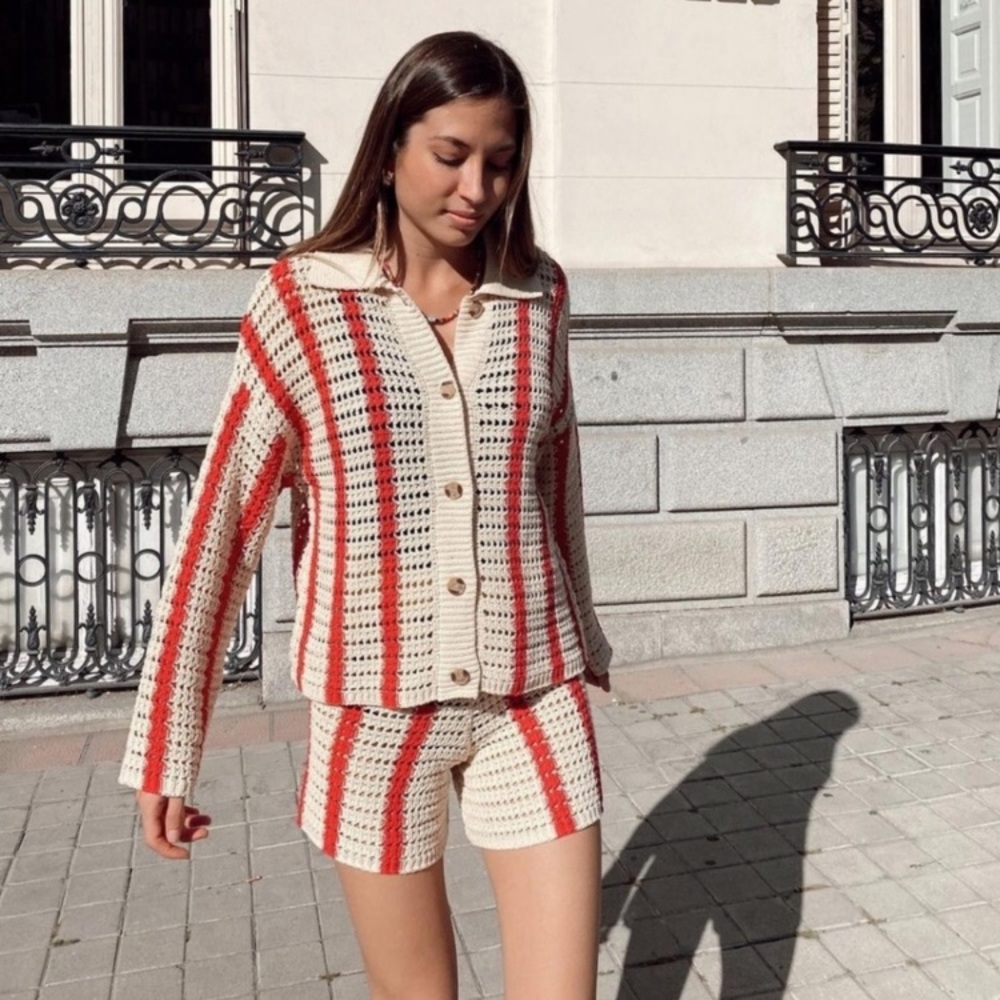 NWT Zara open knit jacket and shorts set - Picture 12 of 16